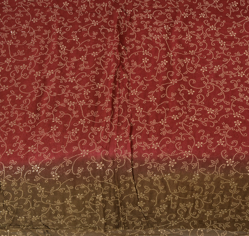 Sanskrirti Vintage Indian Saree Cotton Beaded Maroon Craft Sustainable Fabric Cultural Sari