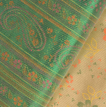 Load image into Gallery viewer, Sanskriti Vintage Indian Saree Art Silk Painted Cream Craft Fabric Sari
