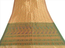 Load image into Gallery viewer, Sanskriti Vintage Indian Saree Art Silk Painted Cream Craft Fabric Sari
