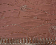 Antique Vintage Indian Saree Art Silk Hand Embroidery Craft Fabric Sequins Sari