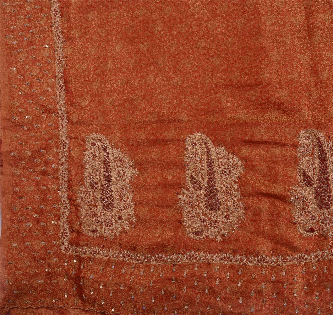 Antique Vintage Indian Saree Tissue Hand Embroidery Woven Craft Fabric Sari
