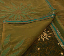 Load image into Gallery viewer, Sanskriti Vintage Indian Saree Embroidered Green Ethnic Craft Fabric Patch Sari
