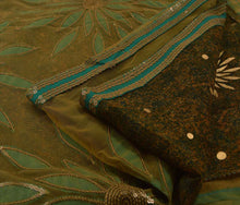 Load image into Gallery viewer, Sanskriti Vintage Indian Saree Embroidered Green Ethnic Craft Fabric Patch Sari

