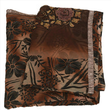 Load image into Gallery viewer, Antique Vintage Indian Saree Georgette Hand Embroidery Brown Craft Fabric Sari
