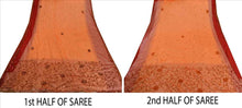 Load image into Gallery viewer, Sanskriti Vintage Antique Indian Saree Net Mesh Hand Embroidery Orange Craft Fabric Sari
