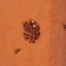 Load image into Gallery viewer, Sanskriti Vintage Antique Indian Saree Net Mesh Hand Embroidery Orange Craft Fabric Sari
