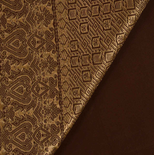 Sanskriti Vintage Indian Saree Art Silk Woven Brown Craft Sustainable Fabric Cultural Sari