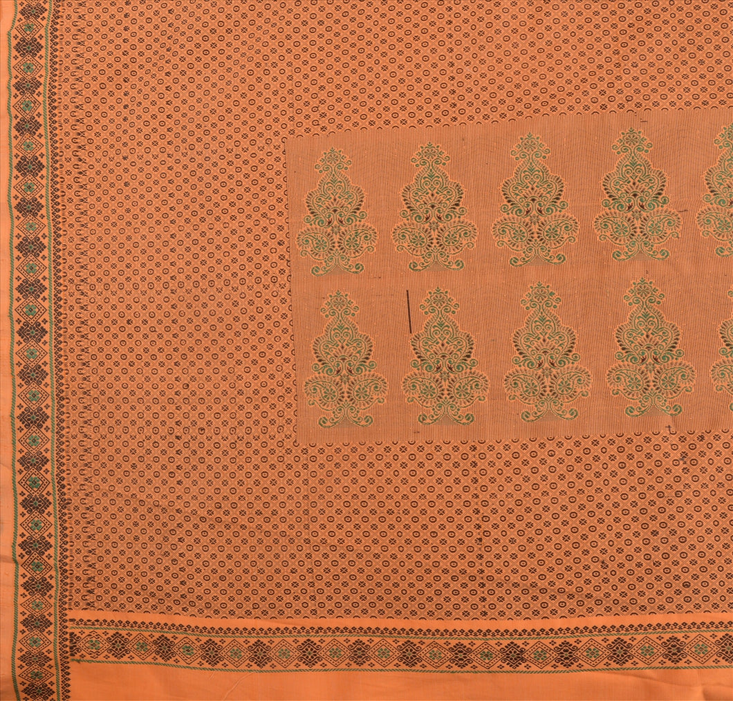 Sanskriti Vintage Indian Saree Art Silk Woven Saffron Craft Fabric Ethnic Sari
