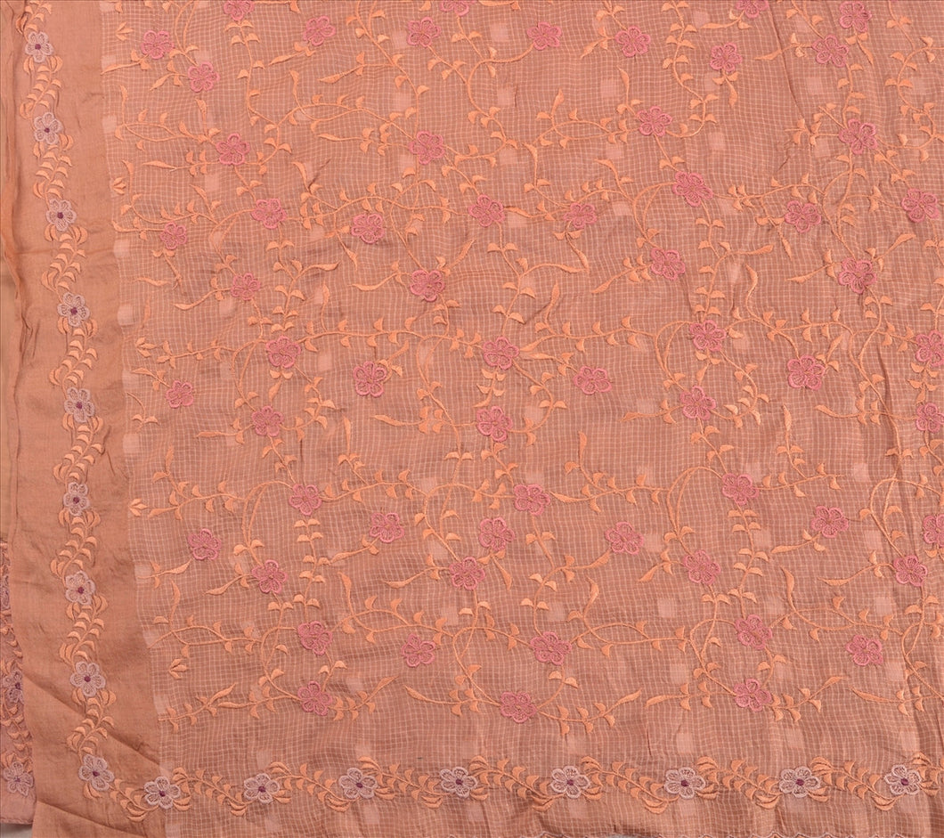 Vintage Indian Saree 100% Pure Silk Embroidered Woven Maroon Craft Fabric Sari