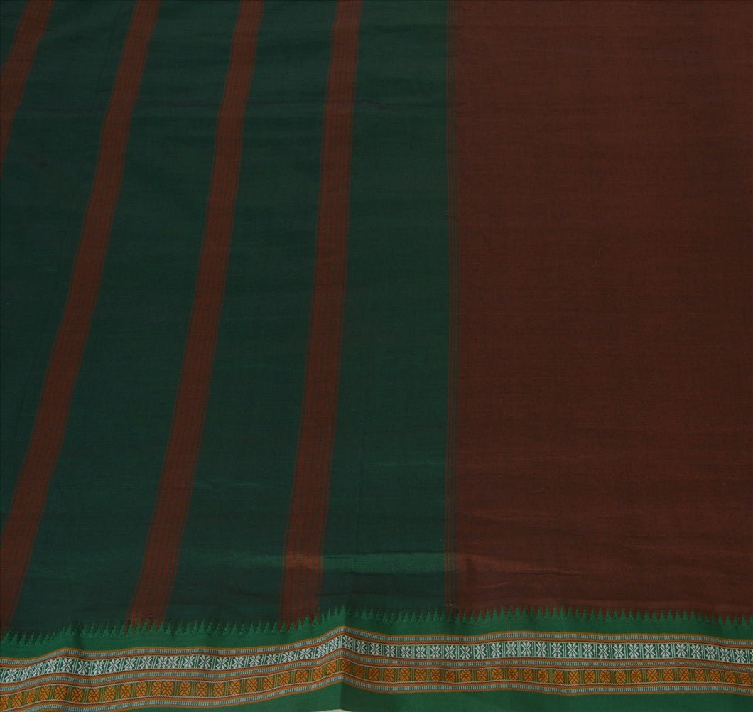 Sanskriti Vintage Indian Saree Art Silk Woven Green Craft Fabric Sari