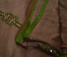 Load image into Gallery viewer, Antique Vintage Indian Saree 100% Pure Silk Hand Embroidery Craft Fabric Sari
