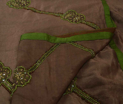 Sanskriti Vintage Indian Saree 100% Pure Silk Hand Embroidery Craft Sustainable Fabric Sari