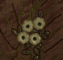 Load image into Gallery viewer, Antique Vintage Indian Saree 100% Pure Silk Hand Embroidery Craft Fabric Sari
