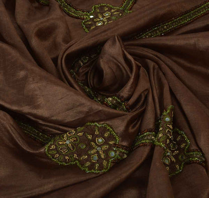 Sanskriti Vintage Indian Saree 100% Pure Silk Hand Embroidery Craft Sustainable Fabric Sari