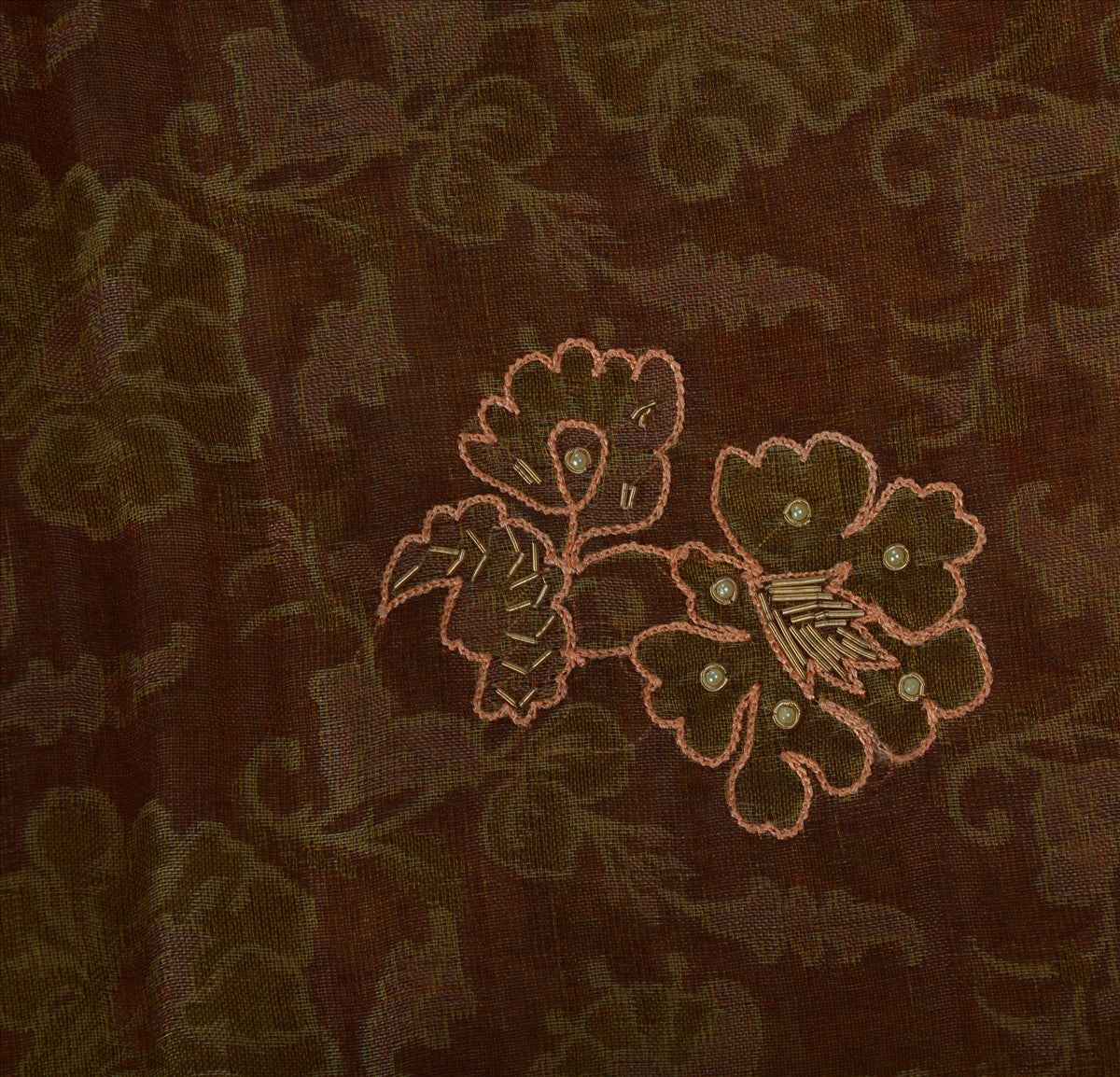 Sanskriti Vintage Indian Saree 100% Pure Organza Silk Hand Beaded Woven Sustainable Fabric Ethnic Sari