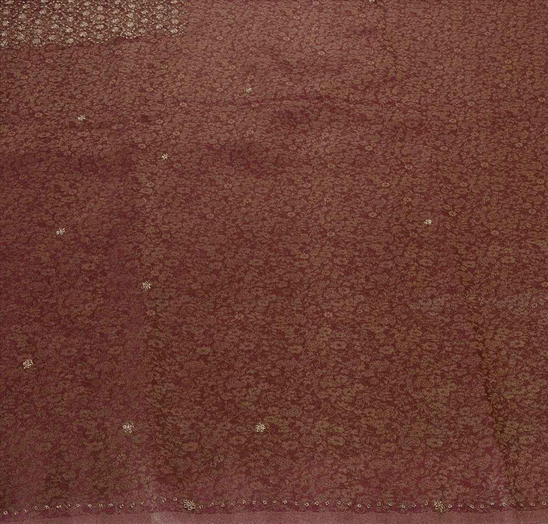 Sanskriti Vintage Antique Vintage Indian Saree Tissue Silk Hand Embroidery Craft Sustainable Fabric Sari