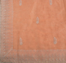 Load image into Gallery viewer, Antique Vintage Indian Saree Tissue Embroidery Woven Peach Craft Fabric Sari
