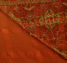 Load image into Gallery viewer, Sanskriti Vintage Indian Saree Georgette Hand Beaded Orange Craft Fabric Sari
