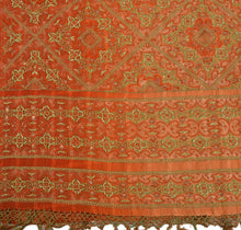Load image into Gallery viewer, Sanskriti Vintage Indian Saree Georgette Hand Beaded Orange Craft Fabric Sari
