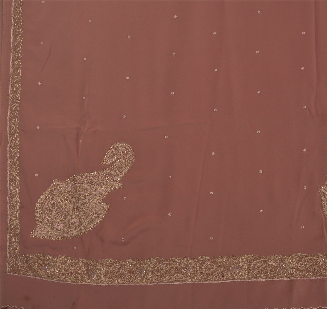 Sanskriti Vintage Indian Saree Art Silk Hand Beaded Craft Fabric Ethnic Sari