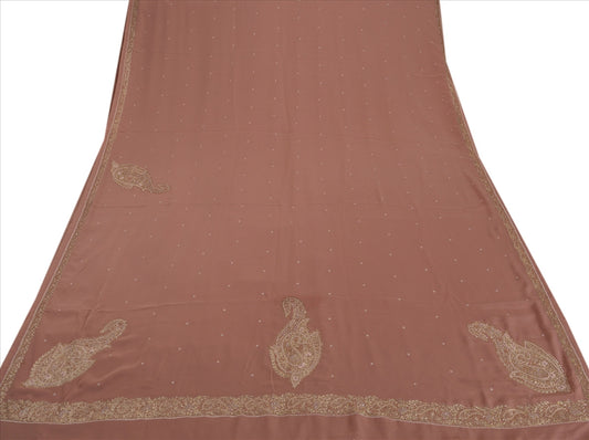 Sanskriti Vintage Indian Saree Art Silk Hand Beaded Craft Sustainable Fabric Ethnic Sari