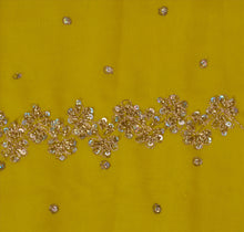Load image into Gallery viewer, Sanskriti Vintage Antique Indian Saree Georgette Hand Embroidery Green Craft Fabric Sari

