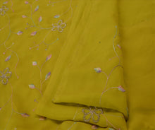 Load image into Gallery viewer, Sanskriti Vintage Antique Indian Saree Georgette Embroidery Green Craft Fabric Sari
