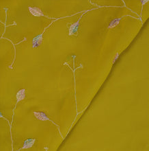 Load image into Gallery viewer, Sanskriti Vintage Antique Indian Saree Georgette Embroidery Green Craft Fabric Sari
