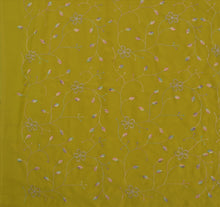 Load image into Gallery viewer, Sanskriti Vintage Antique Indian Saree Georgette Embroidery Green Craft Fabric Sari
