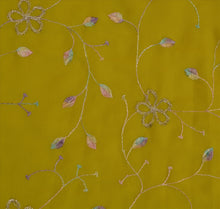 Load image into Gallery viewer, Sanskriti Vintage Antique Indian Saree Georgette Embroidery Green Craft Fabric Sari
