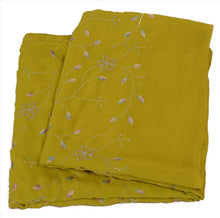 Load image into Gallery viewer, Sanskriti Vintage Antique Indian Saree Georgette Embroidery Green Craft Fabric Sari
