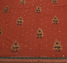 Load image into Gallery viewer, Sanskriti Vintage Antique Indian Saree Georgette Hand Embroidery Orange Craft Fabric Sari
