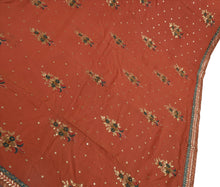 Load image into Gallery viewer, Sanskriti Vintage Antique Indian Saree Georgette Hand Embroidery Orange Craft Fabric Sari
