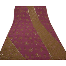 Load image into Gallery viewer, Sanskriti Vintage Purple Saree Georgette Hand Beaded Craft Fabric Premium Cultural Ari
