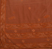 Load image into Gallery viewer, Vintage Indian Saree 100% Pure Crepe Silk Hand Beaded Brown Craft Fabric Sari
