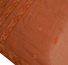 Load image into Gallery viewer, Vintage Indian Saree 100% Pure Crepe Silk Hand Beaded Brown Craft Fabric Sari

