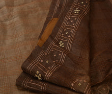 Load image into Gallery viewer, Antique Vintage Indian Saree 100% Pure Silk Hand Beaded Brown Craft Fabric Sari
