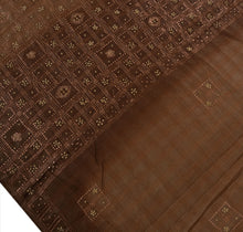 Load image into Gallery viewer, Antique Vintage Indian Saree 100% Pure Silk Hand Beaded Brown Craft Fabric Sari
