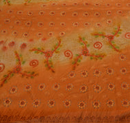 Antique Vintage Indian Saree 100% Pure Georgette Silk Embroidery Fabric Sari