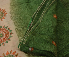 Load image into Gallery viewer, Sanskriti Vintage Indian Saree Cotton Blend Hand Beaded Craft Fabric Ethnic Sari
