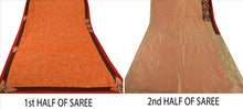Load image into Gallery viewer, Antique Vintage Indian Saree Art Silk Hand Beaded Woven Orange Craft Fabric Sari
