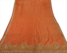 Load image into Gallery viewer, Sanskriti Vintage Indian Saree Art Silk Hand Embroidery Orange Fabric Sari With Blouse
