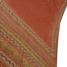 Load image into Gallery viewer, Vintage Indian Saree 100% Pure Crepe Silk Hand Beaded Peach Craft Fabric Sari
