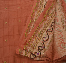 Load image into Gallery viewer, Vintage Indian Saree 100% Pure Crepe Silk Hand Beaded Peach Craft Fabric Sari
