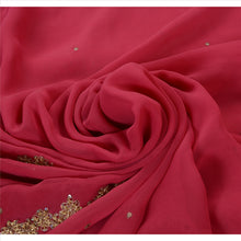 Load image into Gallery viewer, Sanskriti Vintage Indian Saree Georgette Hand Embroidery Pink Craft Fabric Sari
