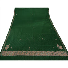 Load image into Gallery viewer, Sanskriti Vintage Antique Indian Saree Art Silk Hand Embroidery Green Craft Fabric Sari
