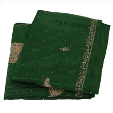 Load image into Gallery viewer, Sanskriti Vintage Antique Indian Saree Art Silk Hand Embroidery Green Craft Fabric Sari
