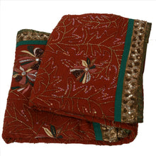 Load image into Gallery viewer, Antique Vintage Sari Georgette Hand Embroidery Fabric Saree With Blouse Glass
