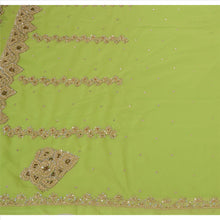 Load image into Gallery viewer, Sanskriti Vintage Indian Saree Georgette Hand Embroidery Green Fabric ZarI Sari
