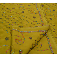Load image into Gallery viewer, Sanskriti Vintage Antique Indian Saree Georgette Hand Embroidery Green Fabric Sari Sequins
